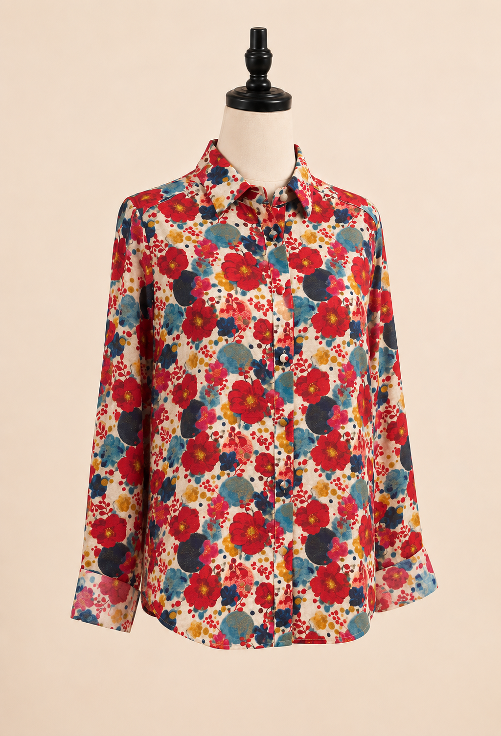 Chemise Fleurie - Rouge et bleue