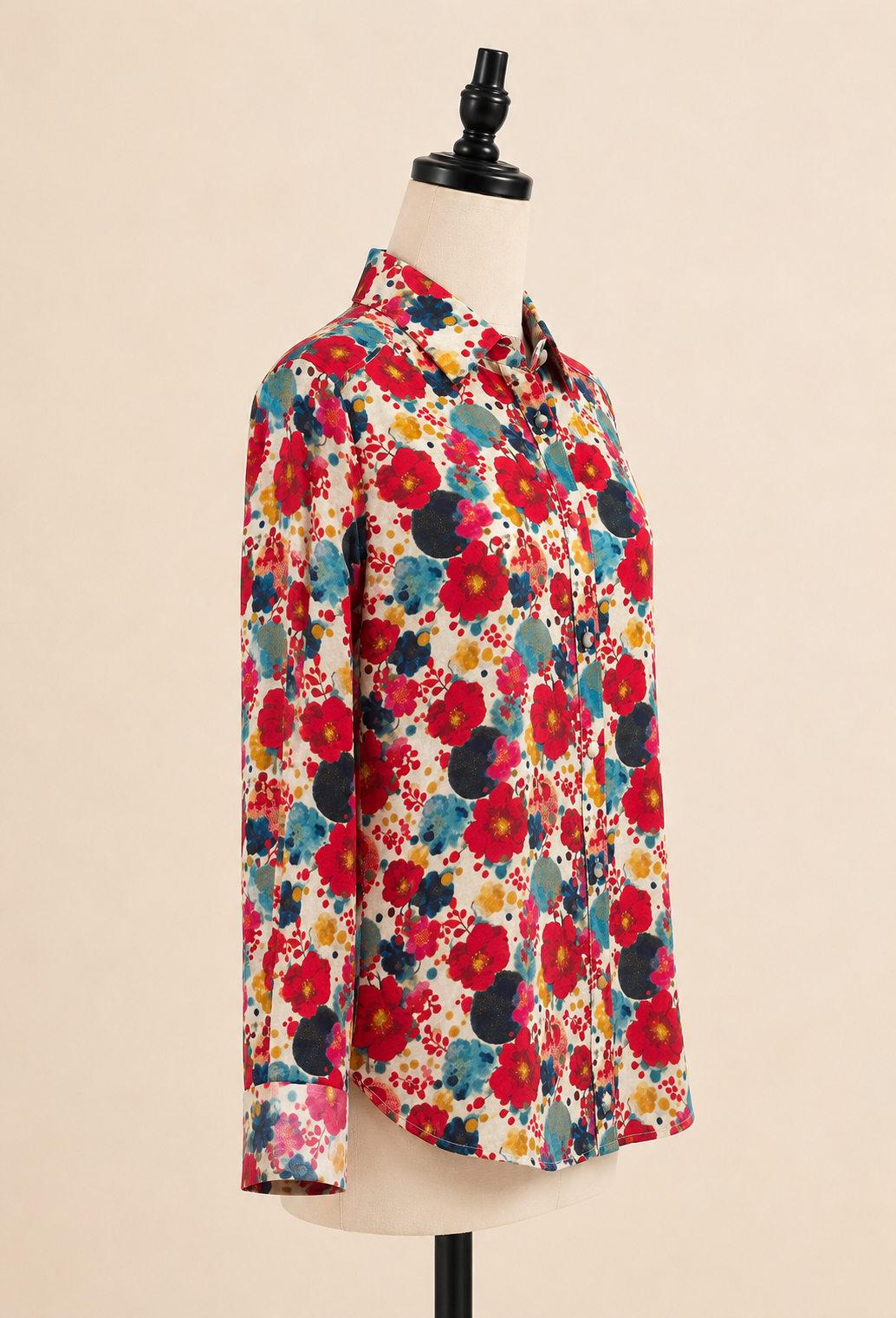 Chemise Fleurie - Rouge et bleue