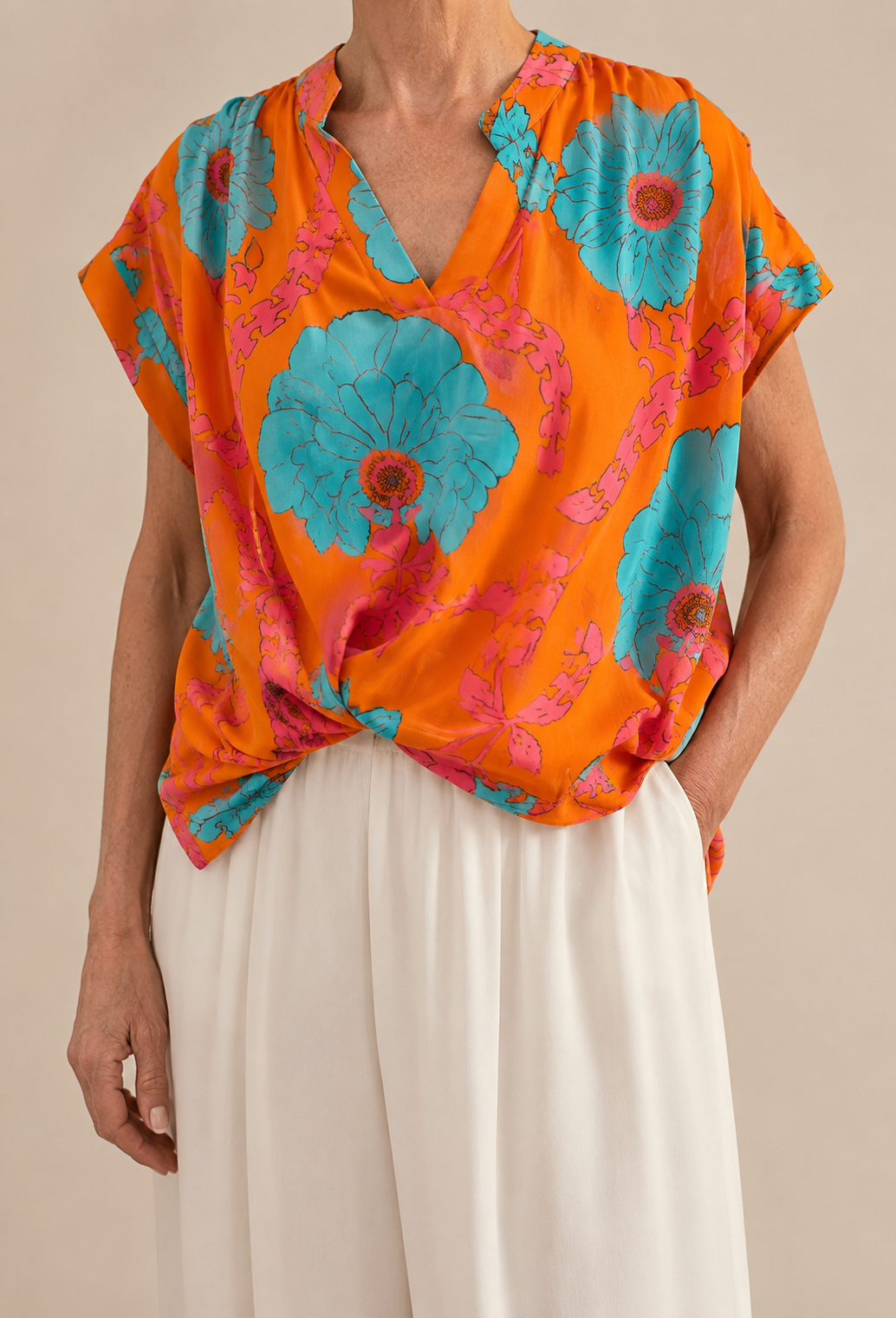 Haut Floral - Orange