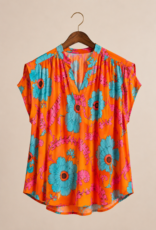 Haut Floral - Orange