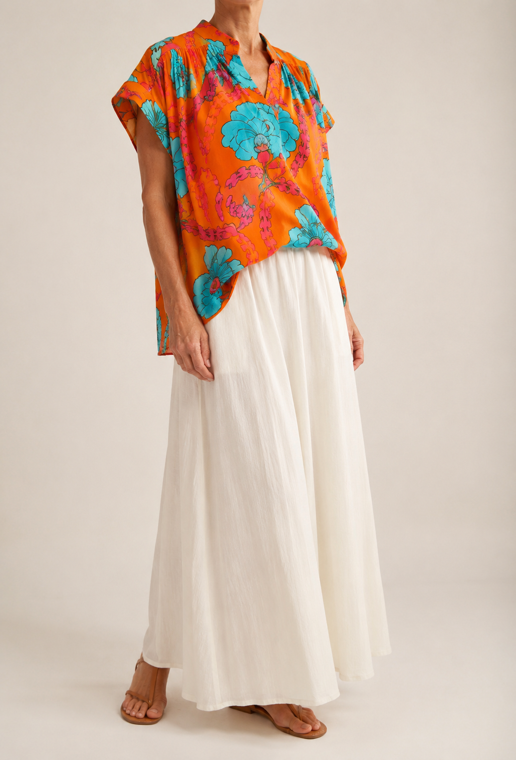 Haut Floral - Orange