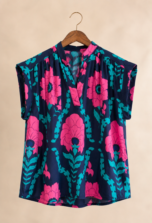Haut Floral - Bleu