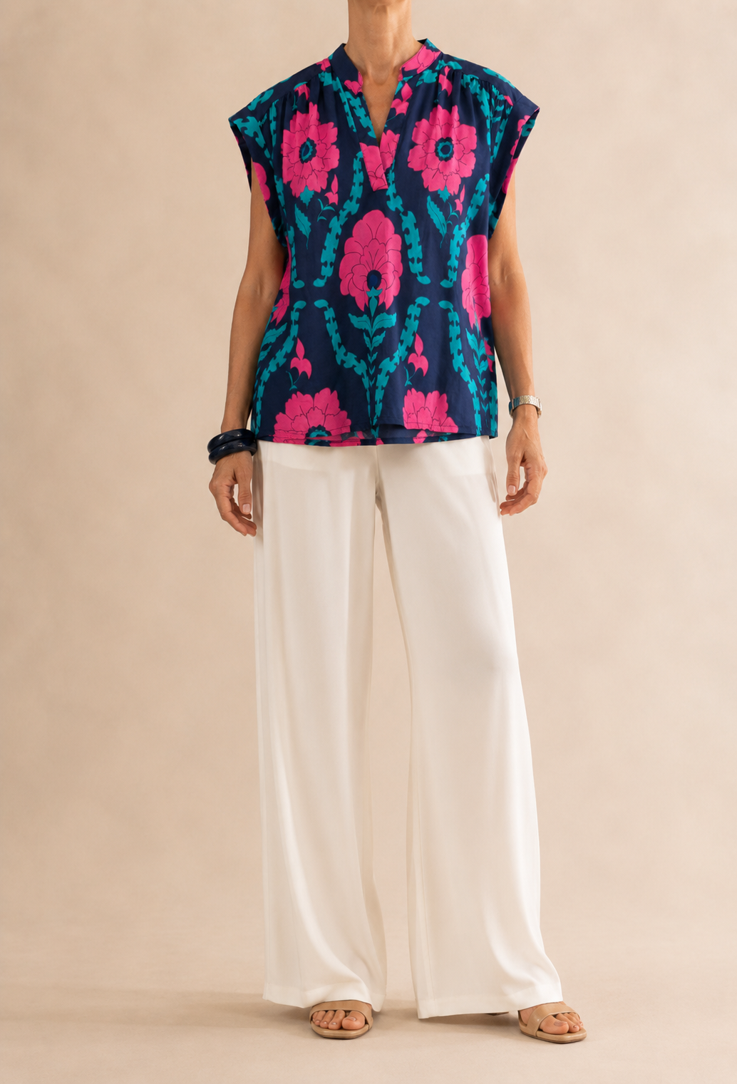 Haut Floral - Bleu