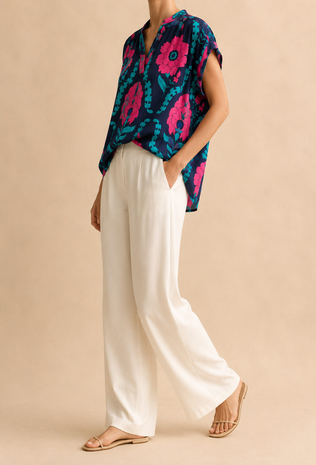 Haut Floral - Bleu