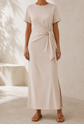Robe Longue Nouée - Beige