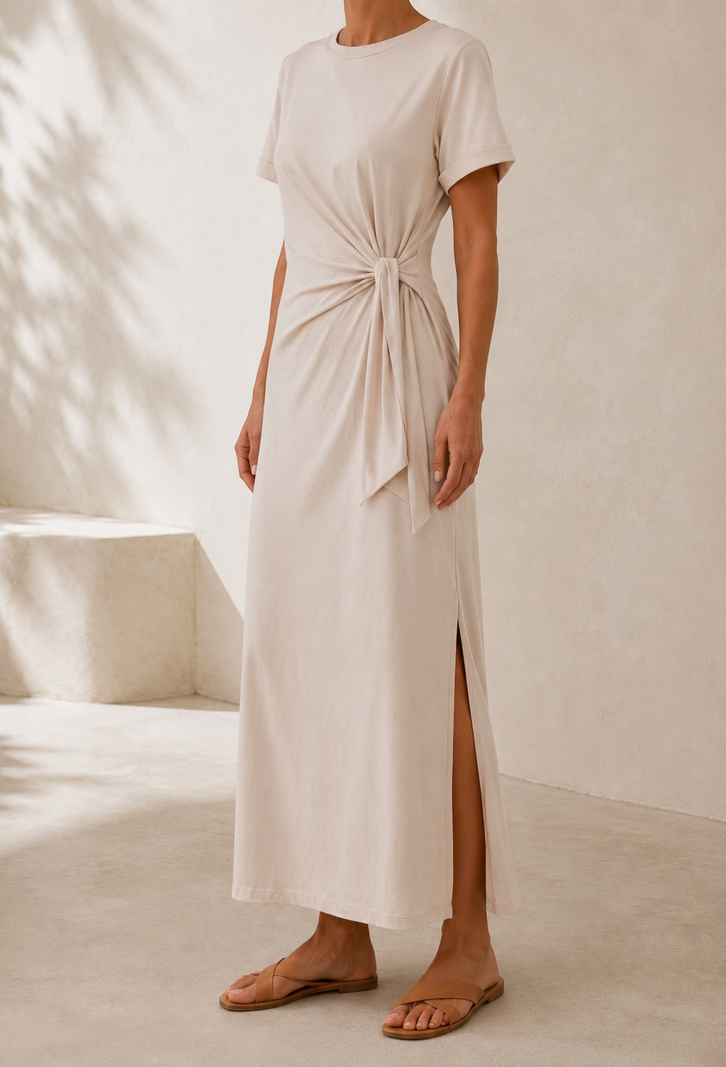Robe Longue Nouée - Beige