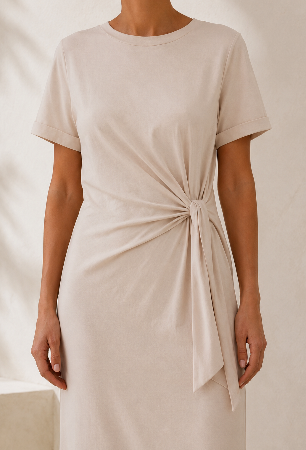 Robe Longue Nouée - Beige