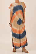 Robe Longue Tie and Dye - Terracotta et Bleu Nuit