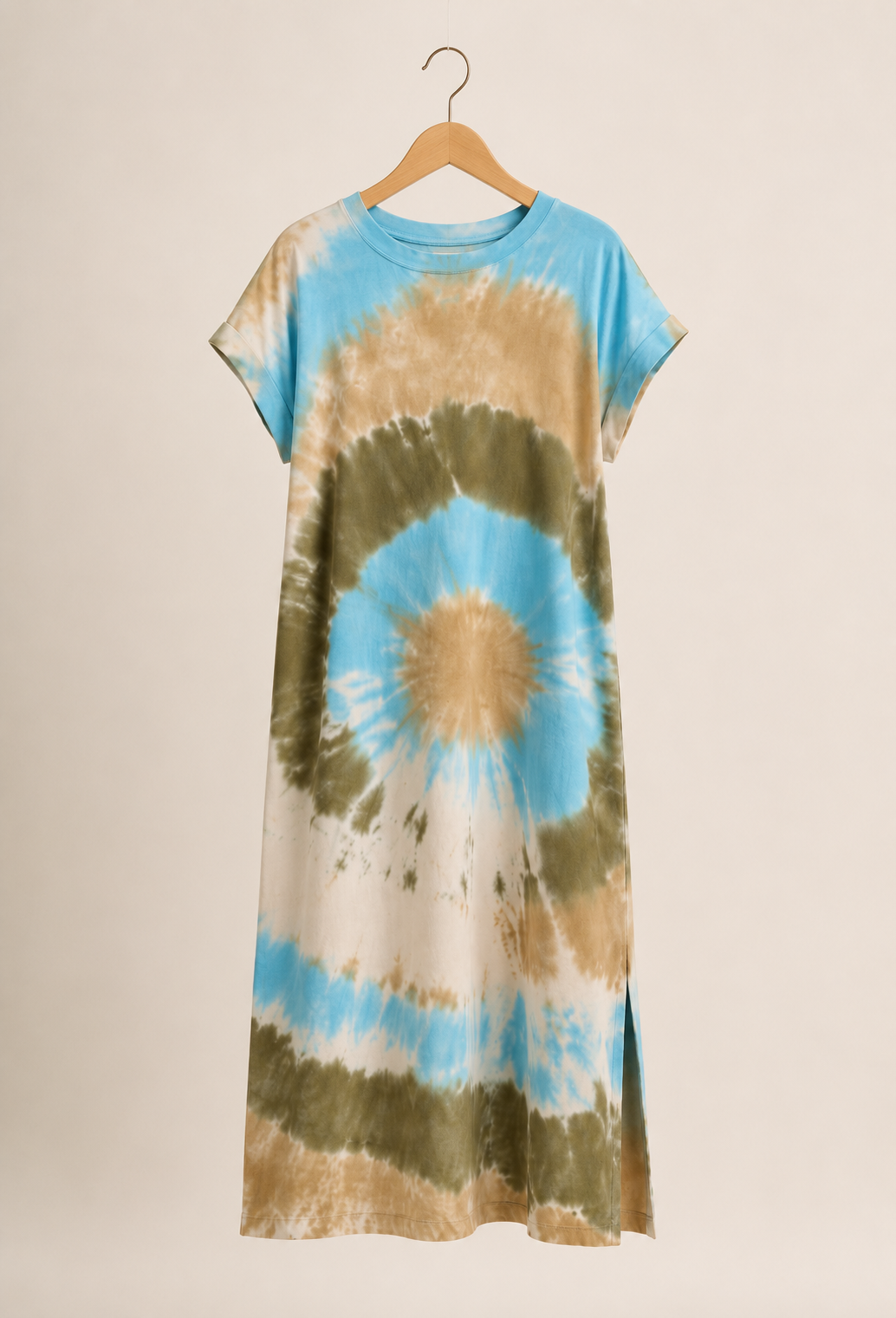 Robe Longue Tie and Dye - Bleu ciel et Kaki