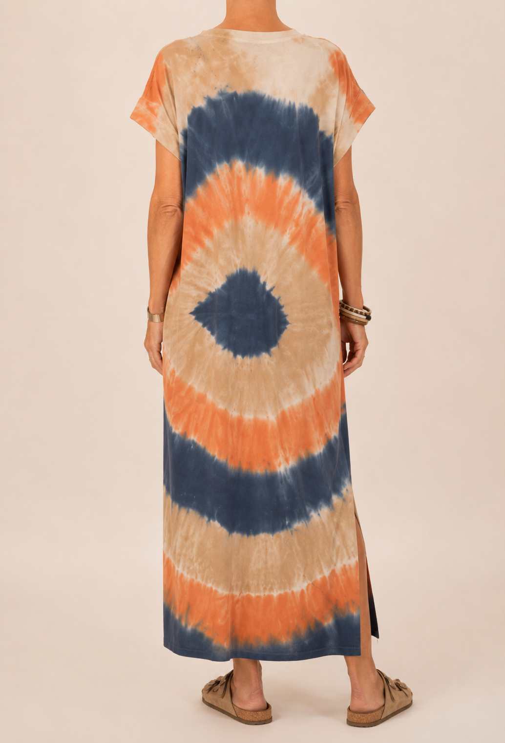 Robe Longue Tie and Dye - Terracotta et Bleu Nuit