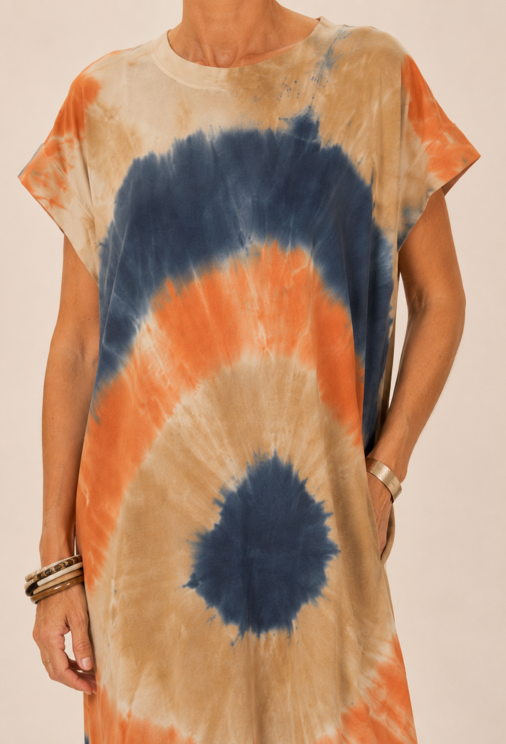 Robe Longue Tie and Dye - Terracotta et Bleu Nuit