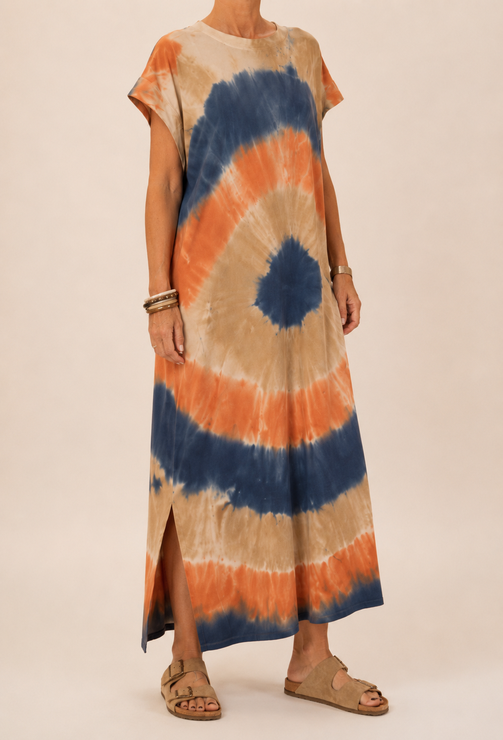 Robe Longue Tie and Dye - Terracotta et Bleu Nuit