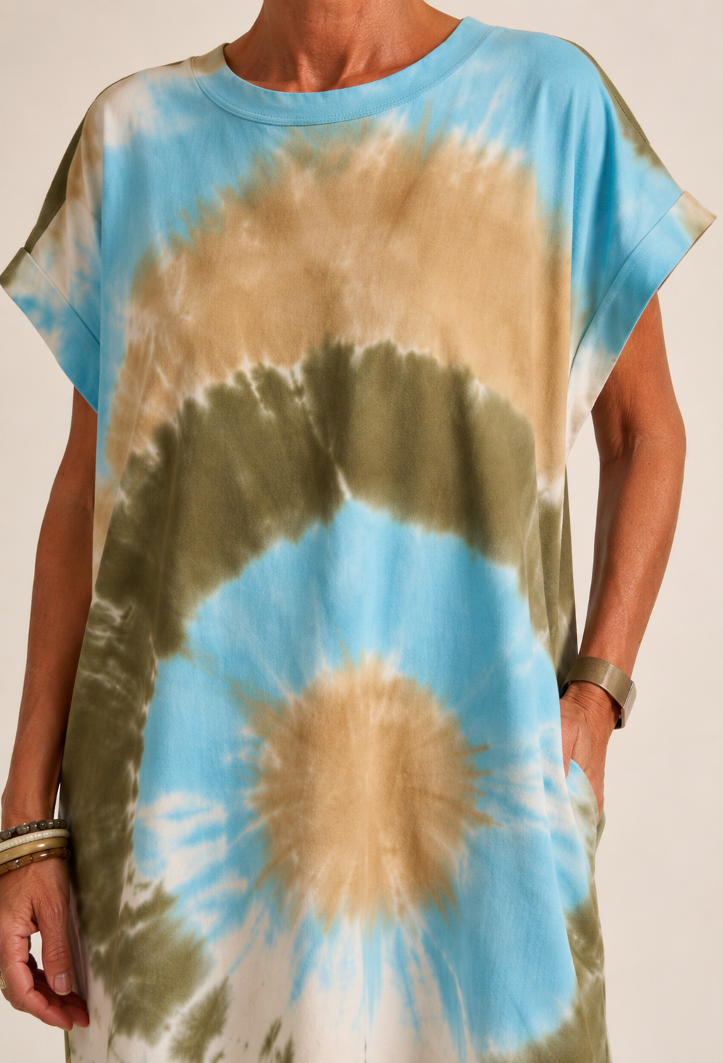 Robe Longue Tie and Dye - Bleu ciel et Kaki
