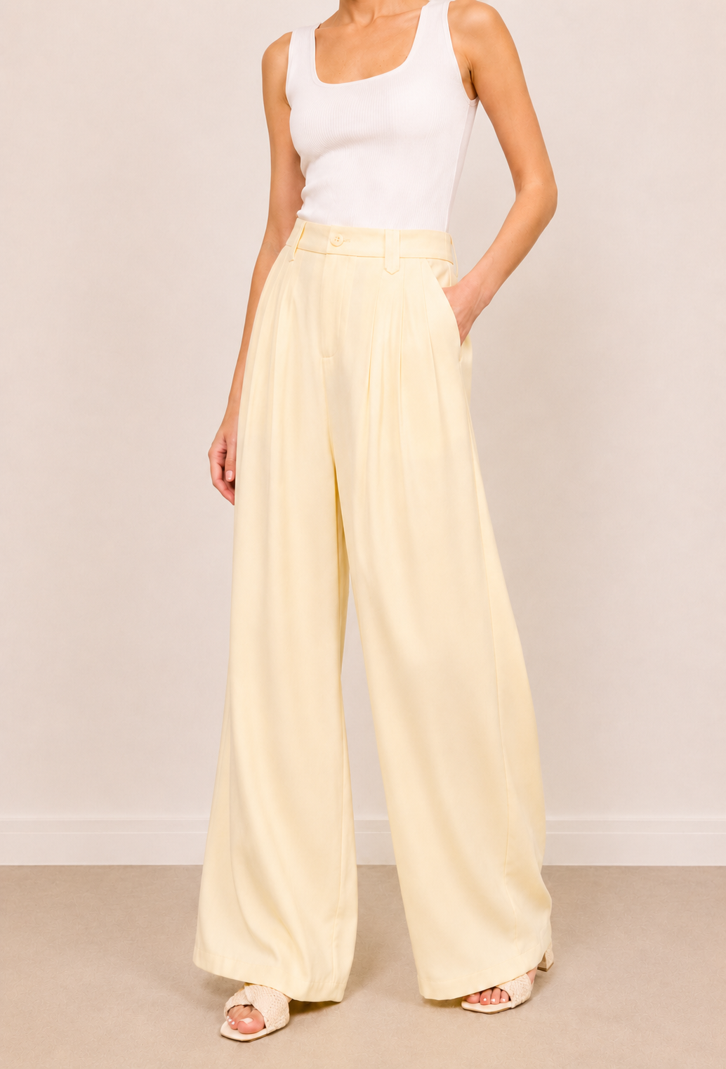 Pantalon Large Jaune Pâle