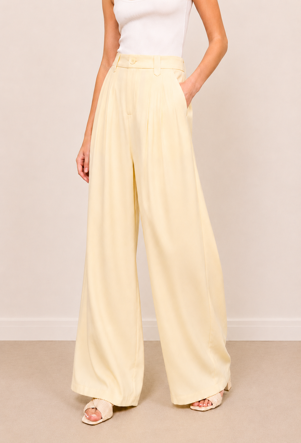 Pantalon Large Jaune Pâle
