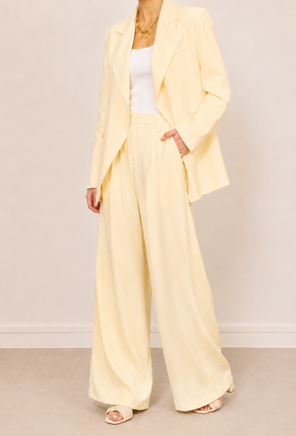 Pantalon Large Jaune Pâle