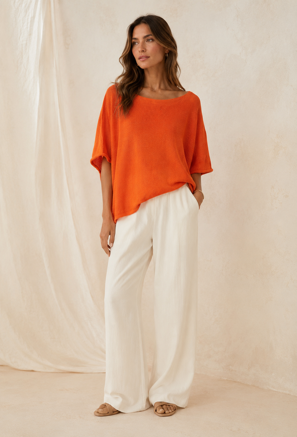 Haut Maille Coton Oversize - Orange