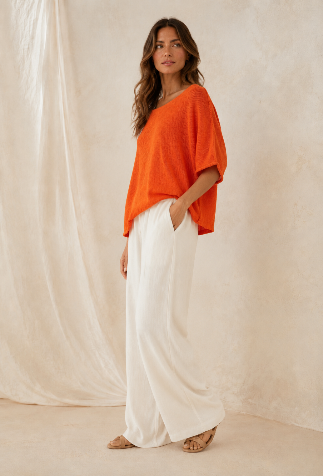 Haut Maille Coton Oversize - Orange