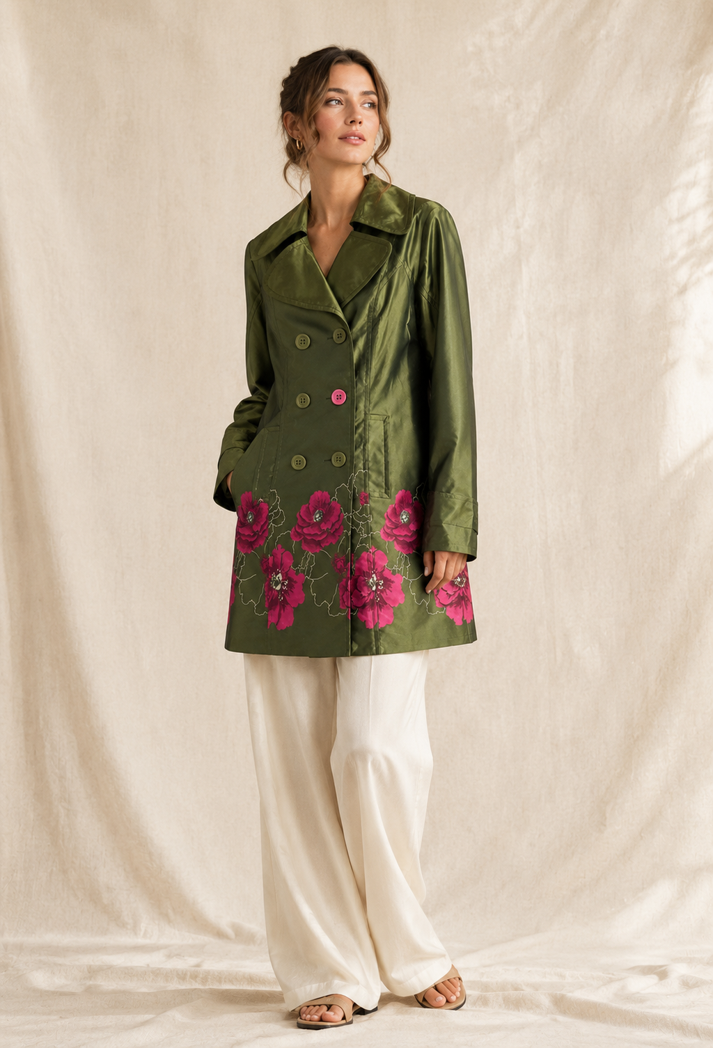 Trench Fleuri - Olive