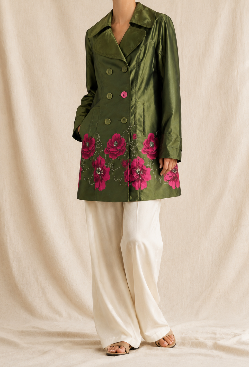 Trench Fleuri - Olive