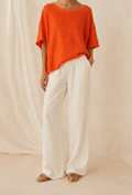 Haut Maille Coton Oversize - Orange