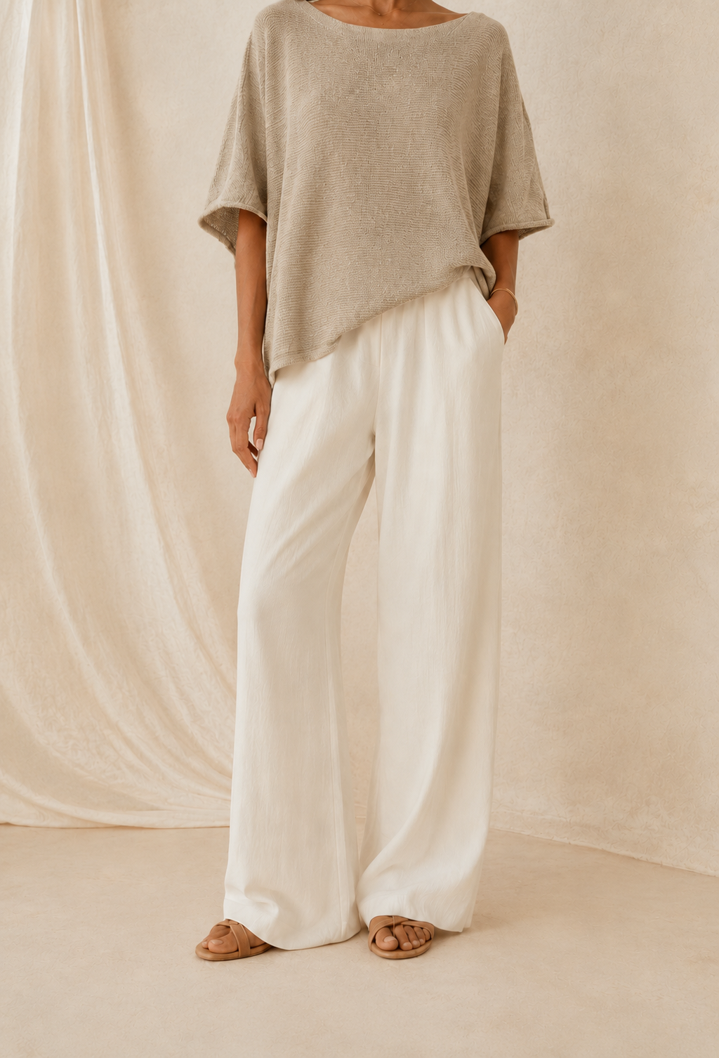 Haut Maille Coton Oversize - Beige