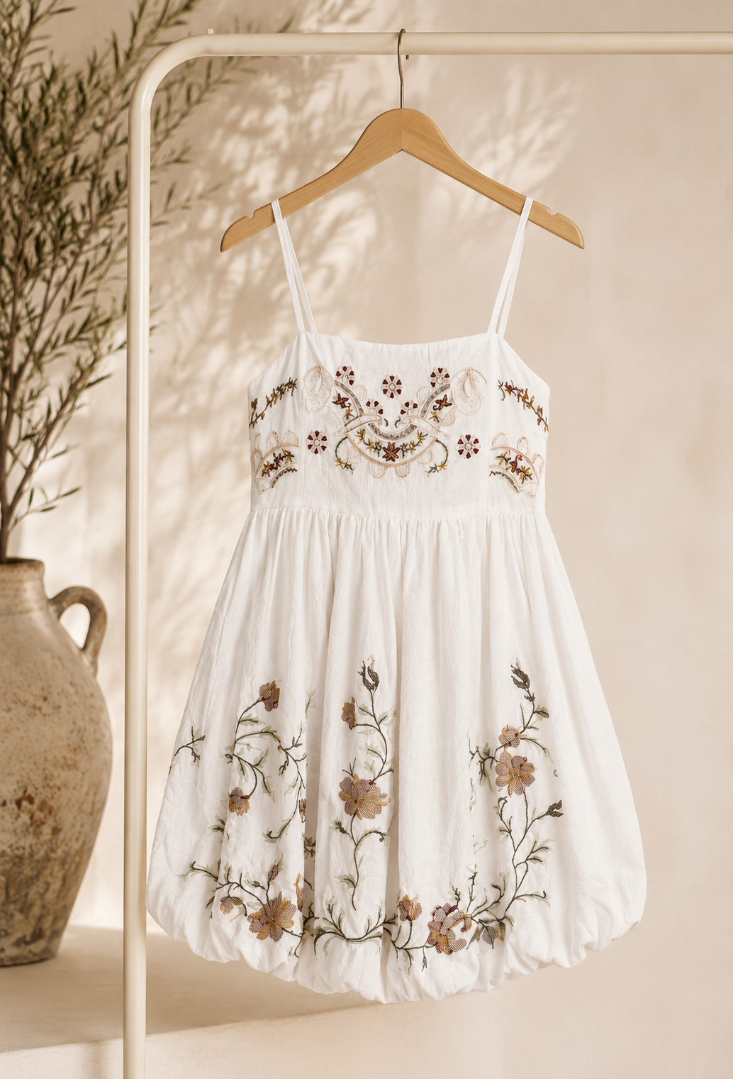 Robe blanche brodée bohème